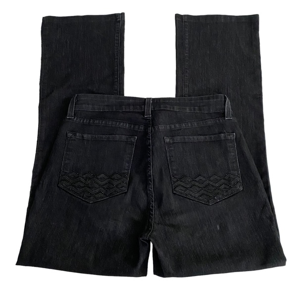 NYDJ Lift Tuck Technology Studded Rhinestones Bootcut Jeans Women’s Size 8 Black - Picture 14 of 14